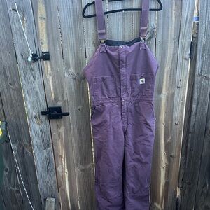 Carhartt WR027 BLK Bib Overalls Double Knee Brown Quilt Lined Heavy Size 14x30